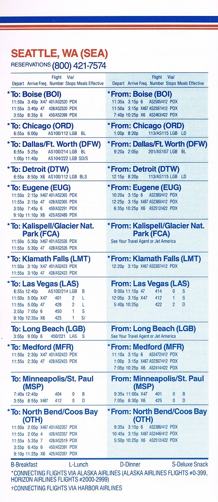 Jet America Airlines June 7, 1987 System Timetable – departedflights2.com
